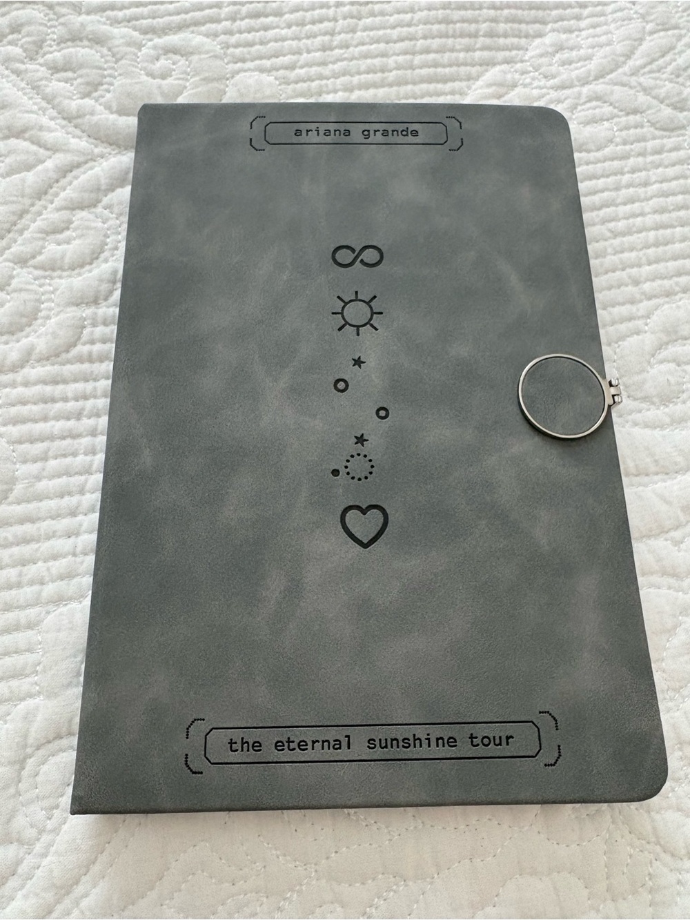 Ariana Grande Gray journal with Ring Closure VIP Merchandise